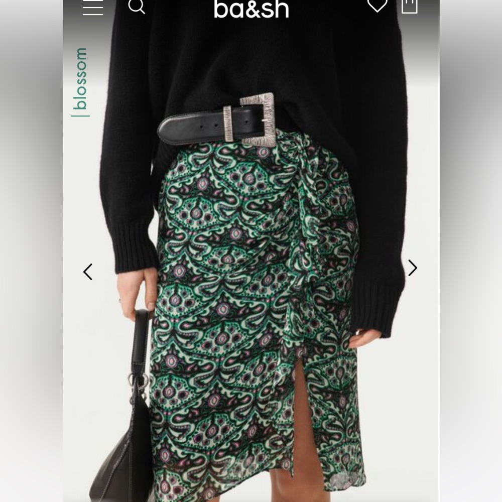 FAUSTINE skirt by ba&sh is made from printed viscose crinkle.